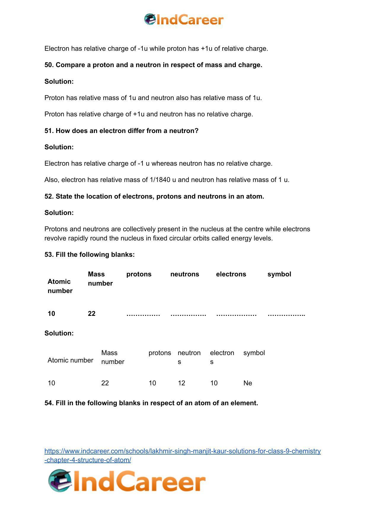 Lakhmir Singh Manjit Kaur Solutions for Class 9 Chemistry: Chapter 4- Structure of Atom - Page 13