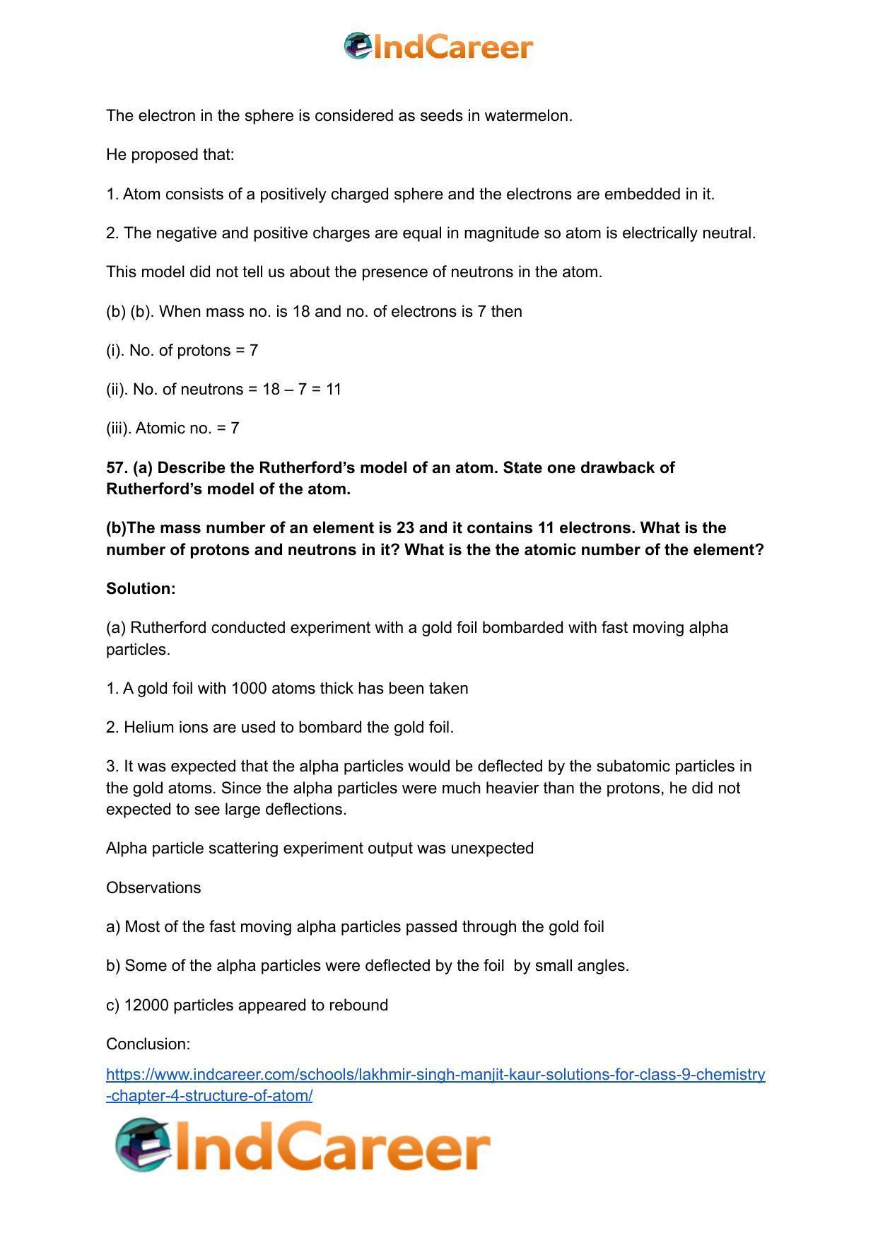 Lakhmir Singh Manjit Kaur Solutions for Class 9 Chemistry: Chapter 4- Structure of Atom - Page 15