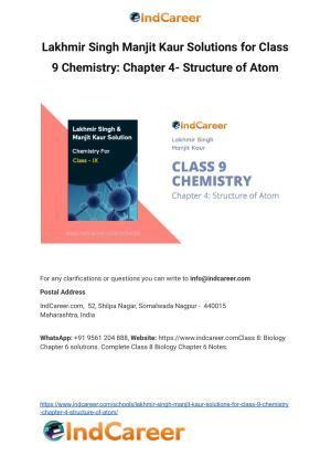 Lakhmir Singh Manjit Kaur  Solutions for Class 9 Chemistry: Chapter 4- Structure of Atom