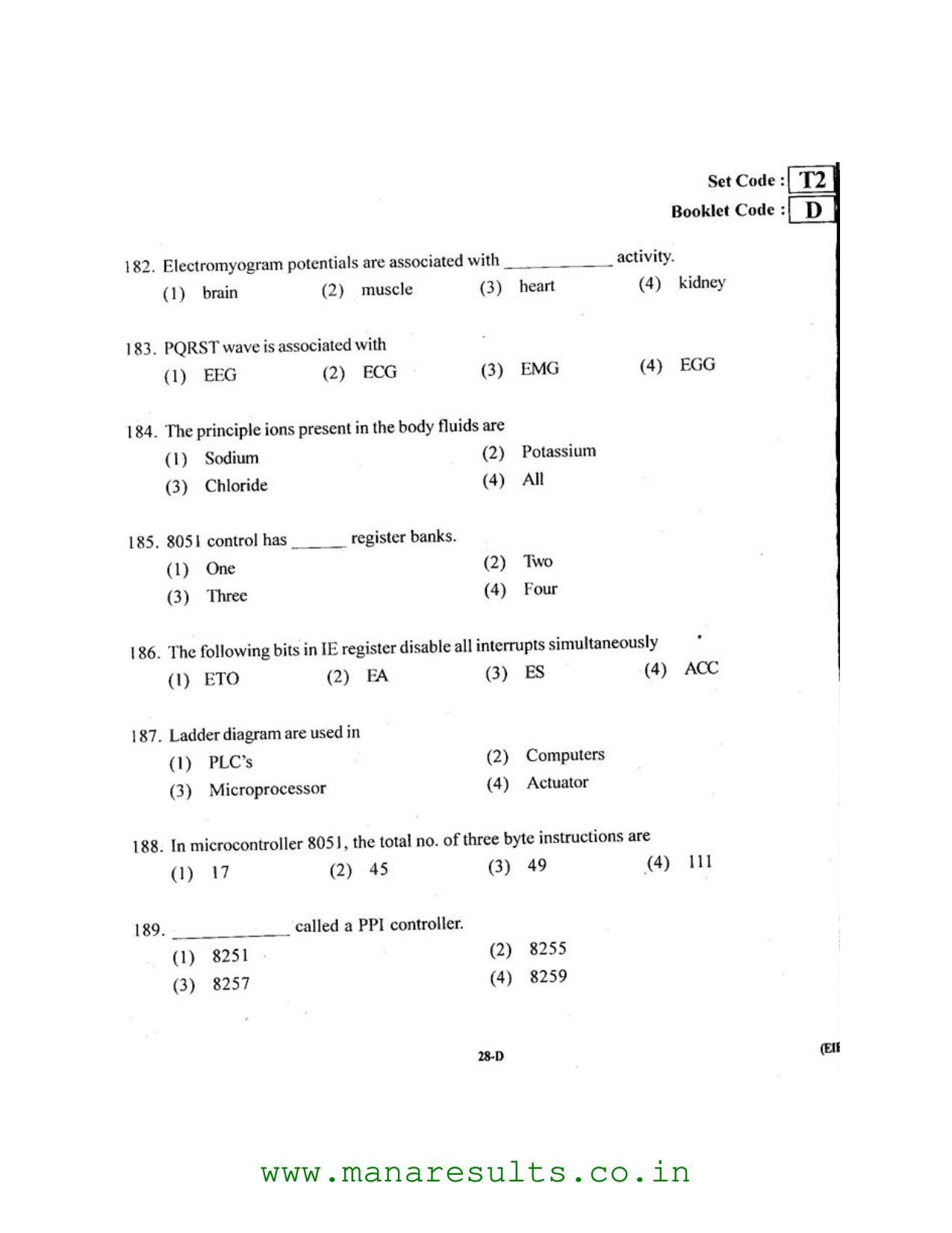 AP ECET 2016 Electronics and Instrumentation Engineering Old Previous Question Papers - Page 27