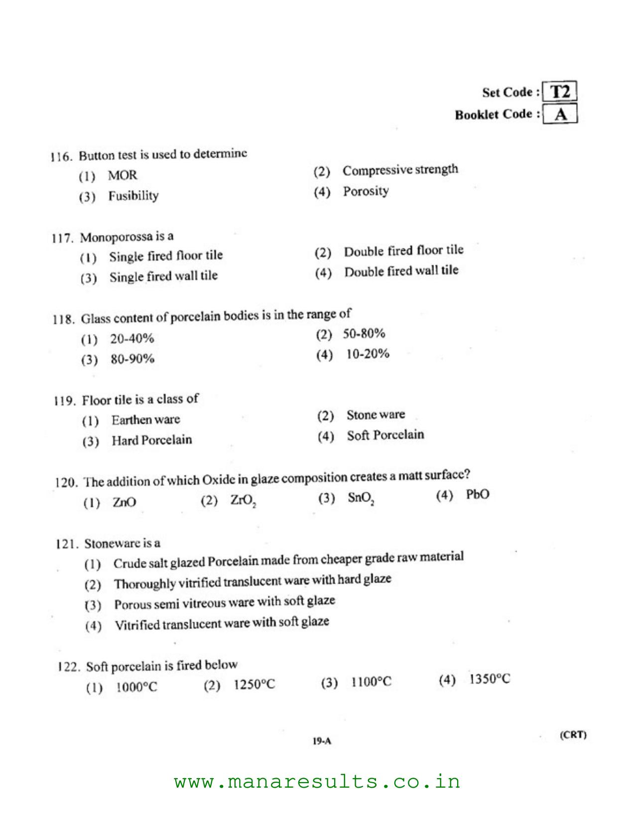 AP ECET 2016 Ceramic Technology Old Previous Question Papers - Page 18