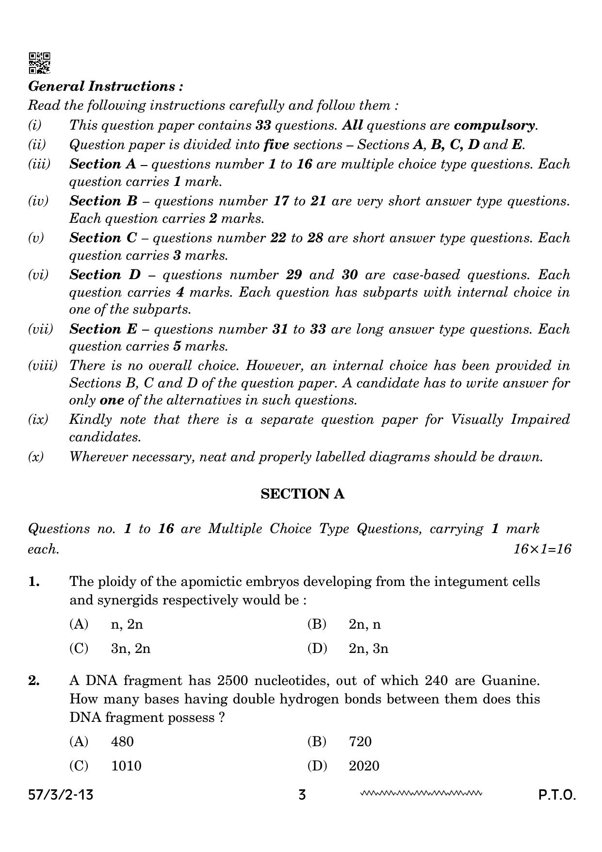 CBSE Class 12 57 3 2 Biology 2024 Question Paper - Page 3