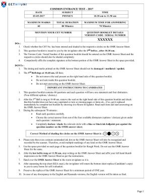 KCET Physics 2017 Question Papers