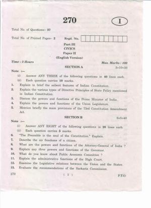 AP Inter 2nd Year Civics-II (EM) May-2019-General Question Paper