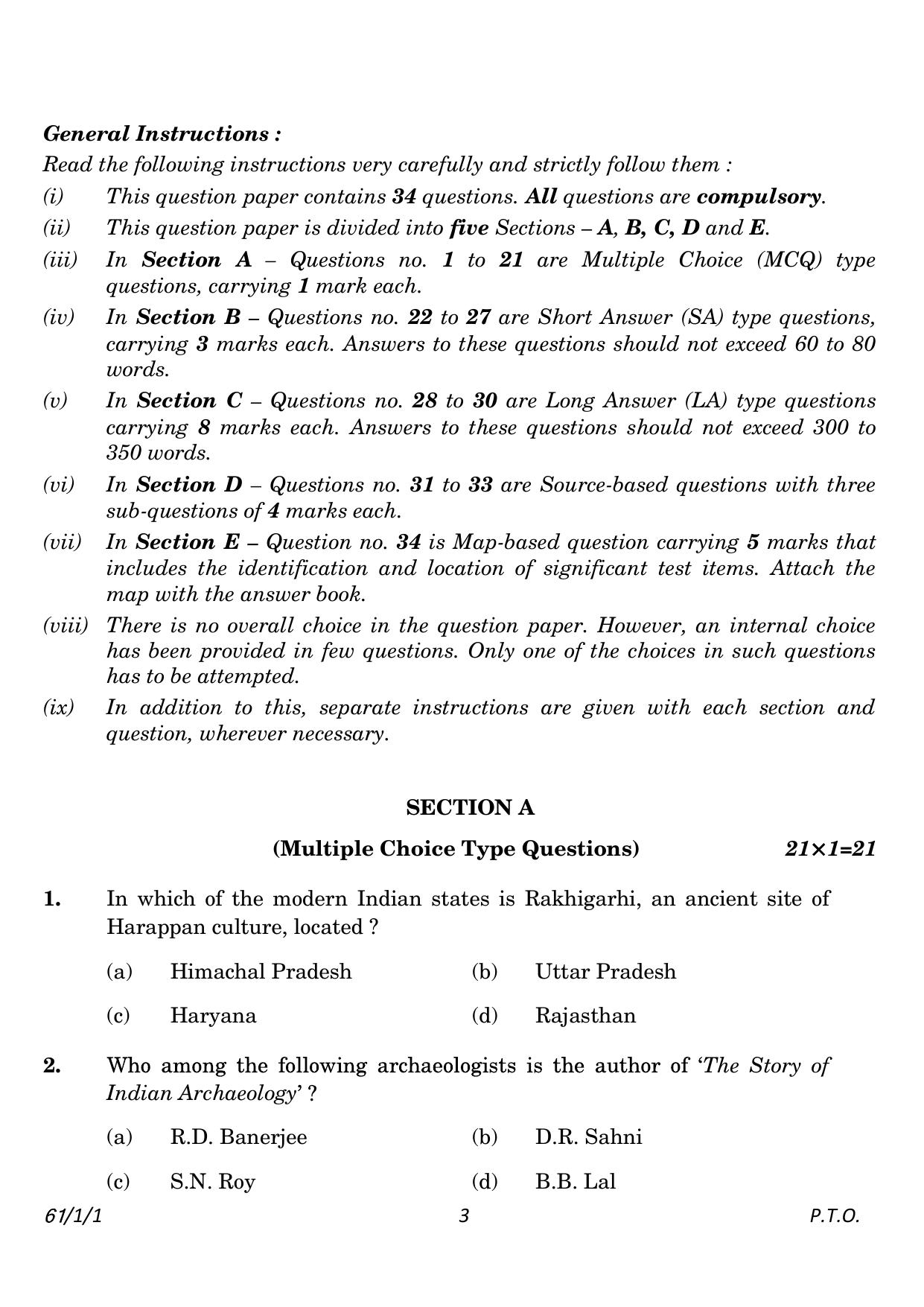 CBSE Class 12 61-1-1 History 2023 Question Paper - Page 3