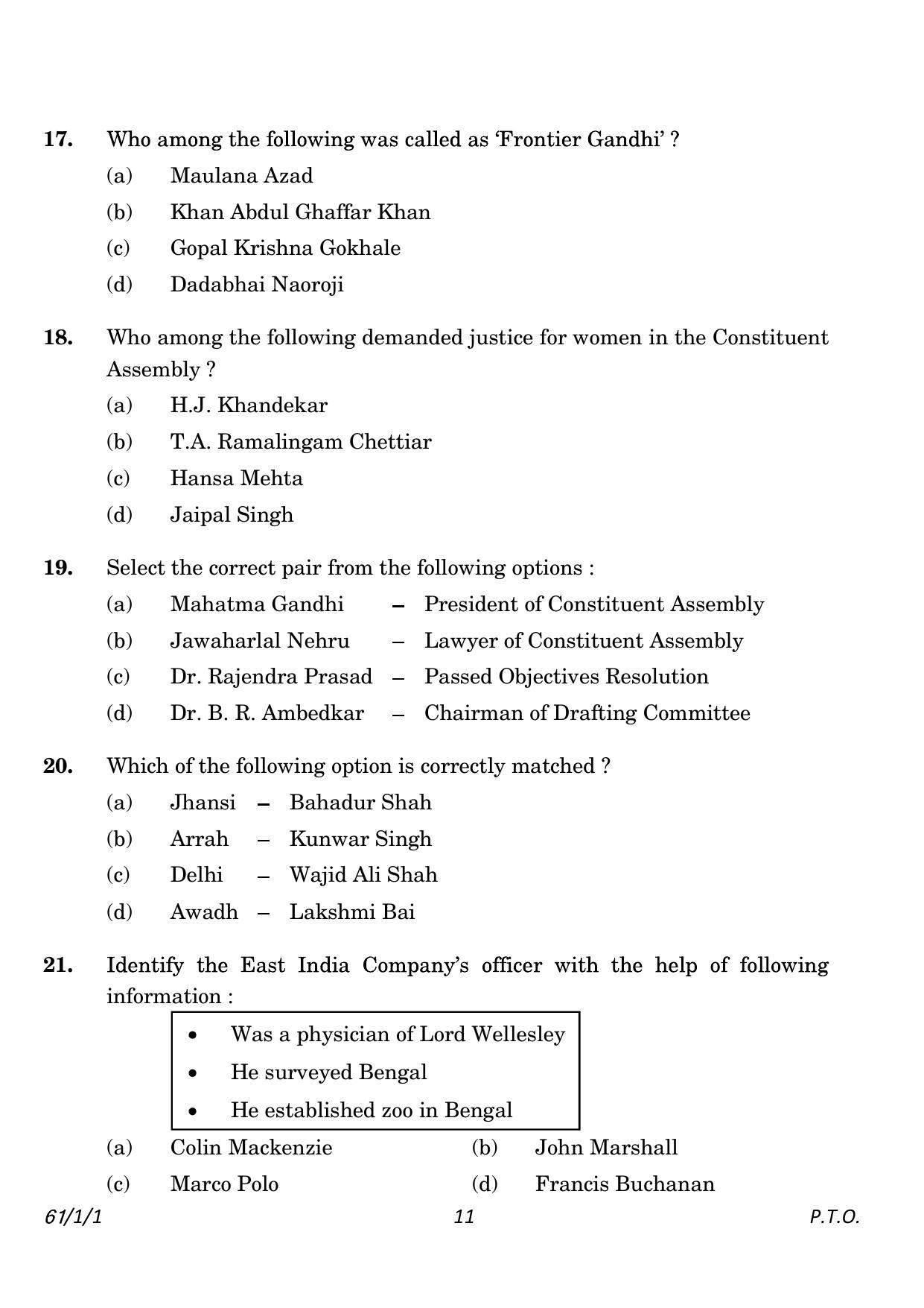 CBSE Class 12 61-1-1 History 2023 Question Paper - Page 11