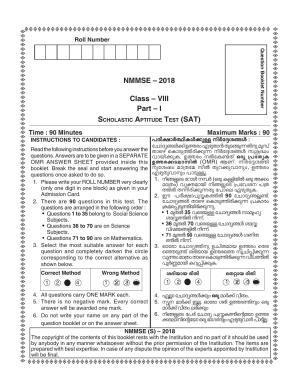 SAT 2018 Class 8 Kerala NMMS Question Papers