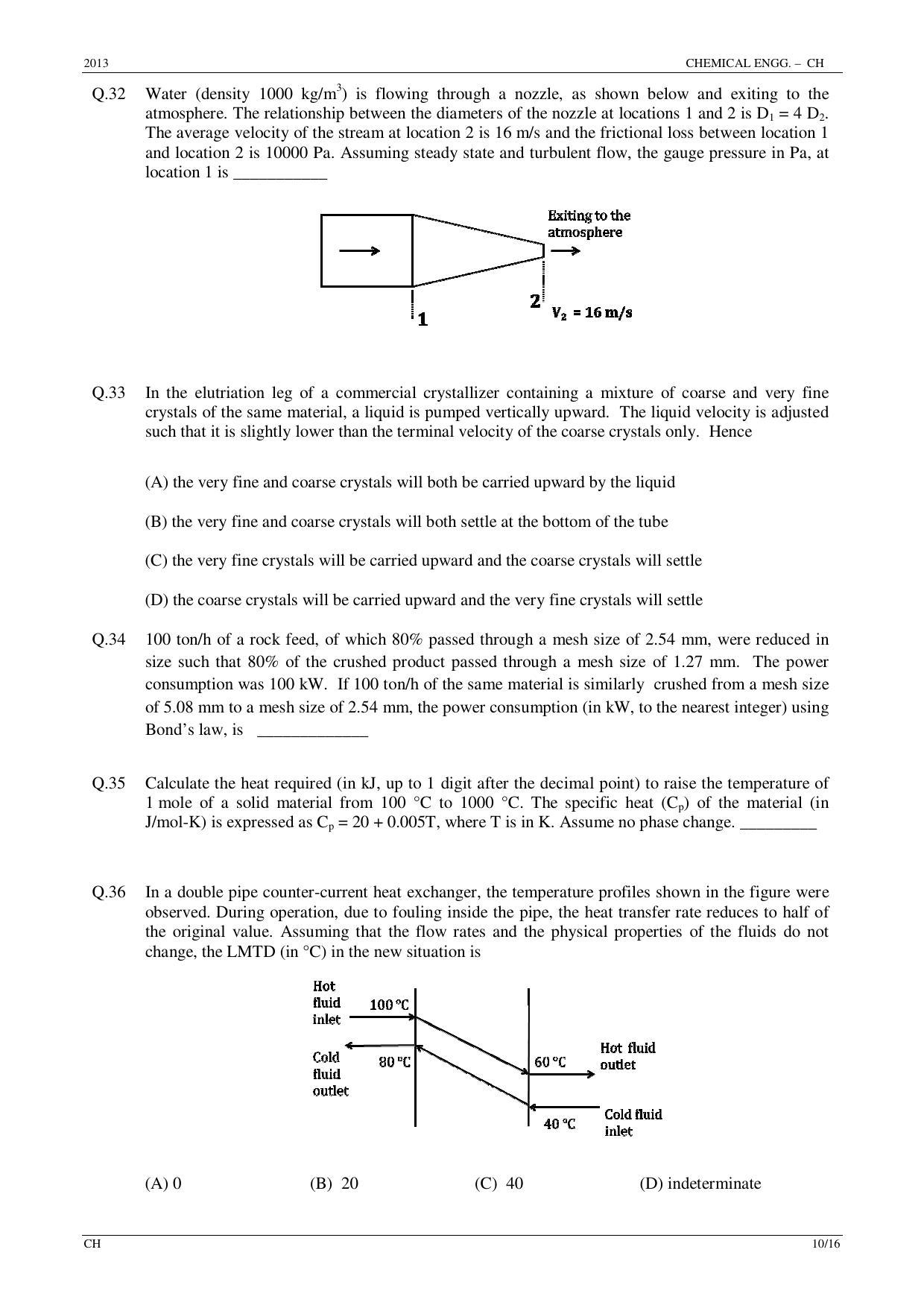 GATE 2013 Chemical Engineering (CH) Question Paper with Answer Key - Page 10