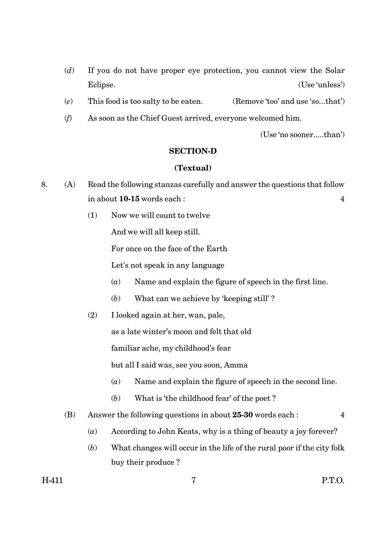 Goa Board Class 12 English I  2019 (March 2019) Question Paper - Page 7