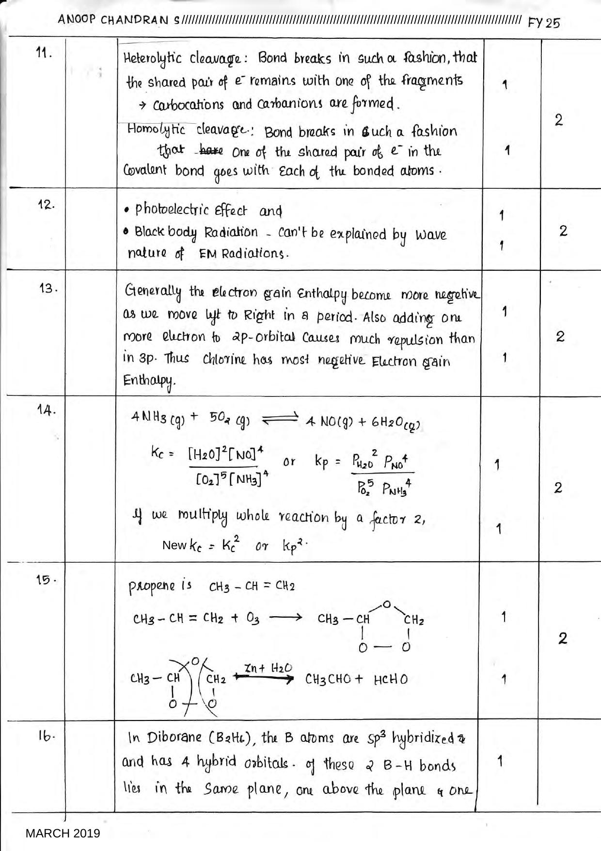 Kerala Plus One 2019 CHEMISTRY Answer Key - Page 2
