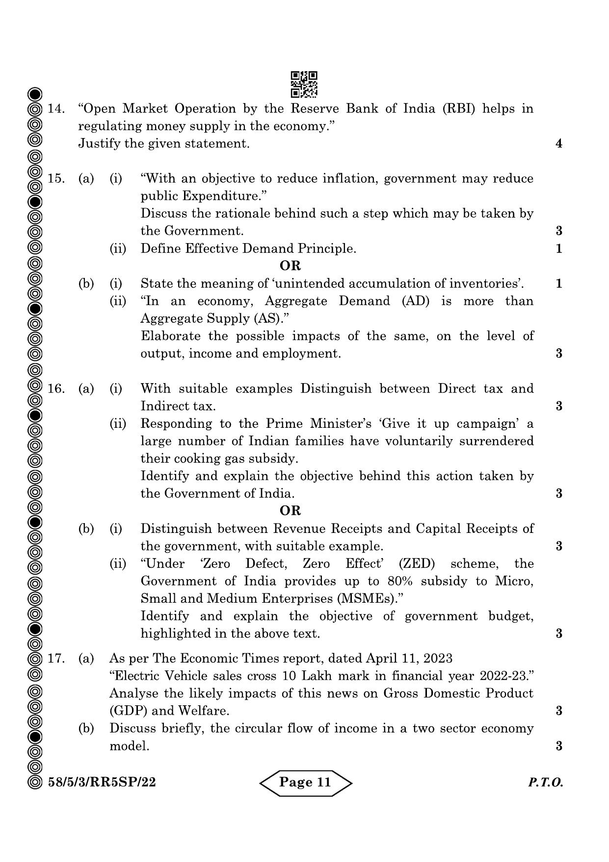 CBSE Class 12 58-5-3 Economics 2024 Question Paper - Page 11