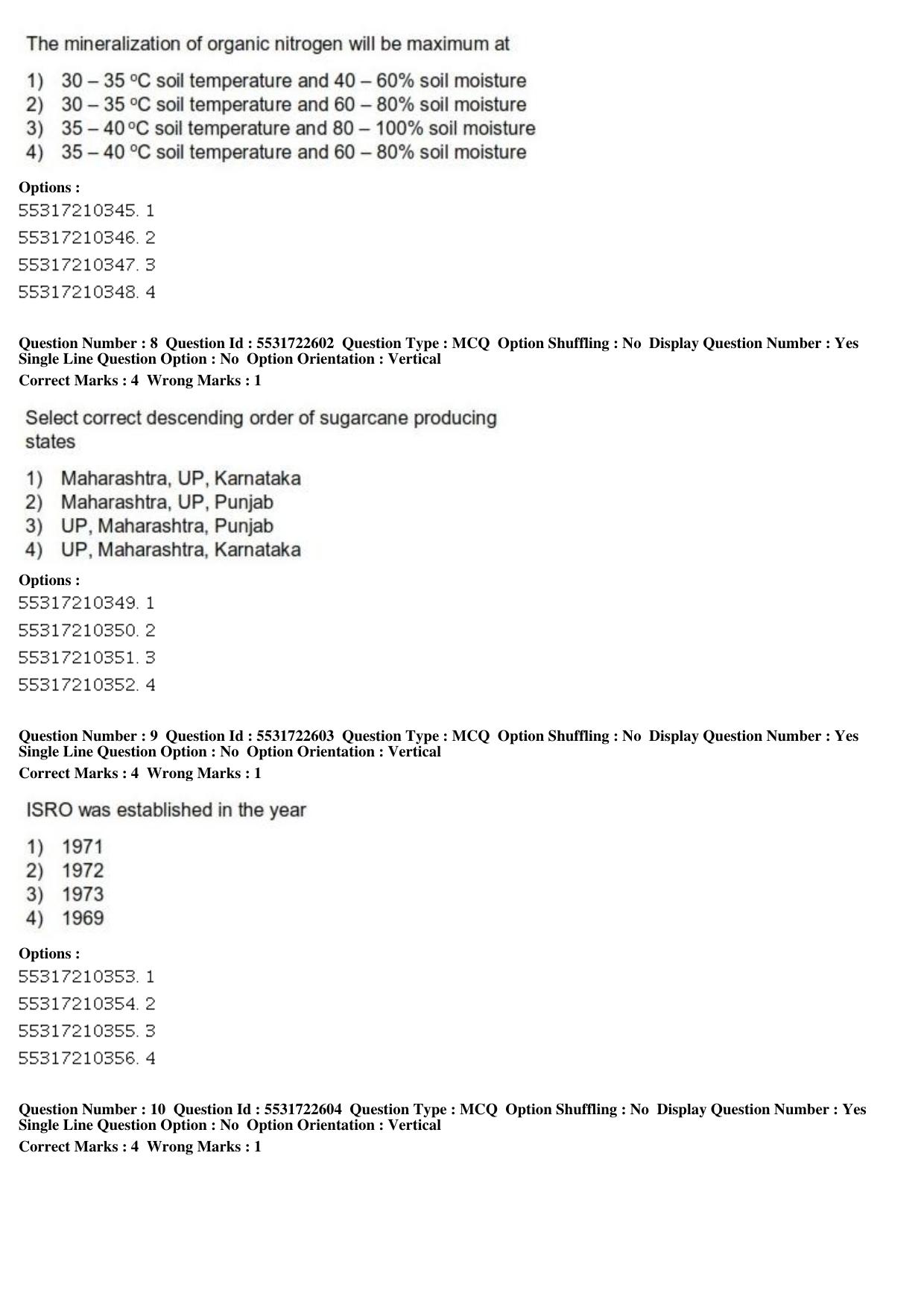 ICAR AIEEA PG 2019 PHYSICAL SCIENCES Question Paper - Page 4