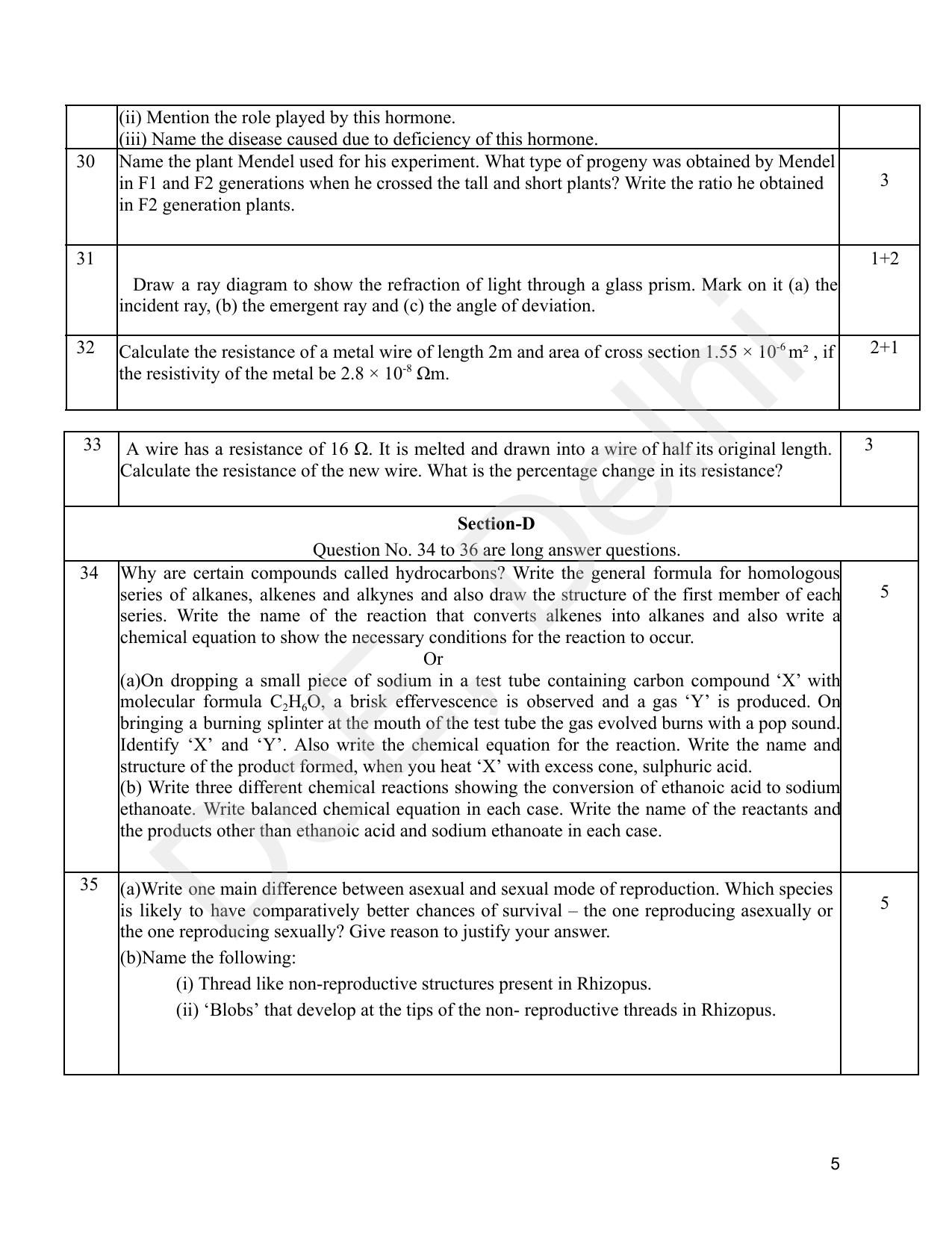 Edudel Class 10 Science (English) Practice Papers-2 (2023-24) - Page 5