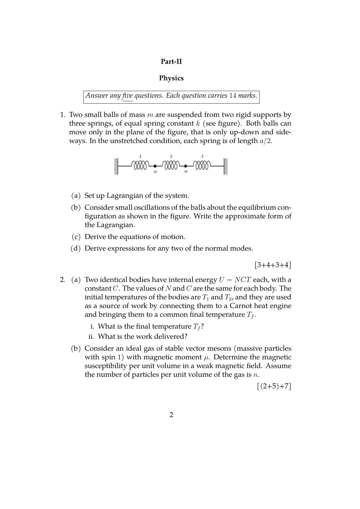 ISI Admission Test JRF in Physics and Applied Mathematics PHB 2021 Sample Paper - Page 2
