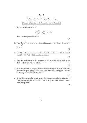 ISI Admission Test JRF in Physics and Applied Mathematics PHB 2021 Sample Paper