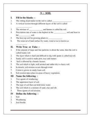 CBSE Worksheets for Class 7 Science Soil Assignment
