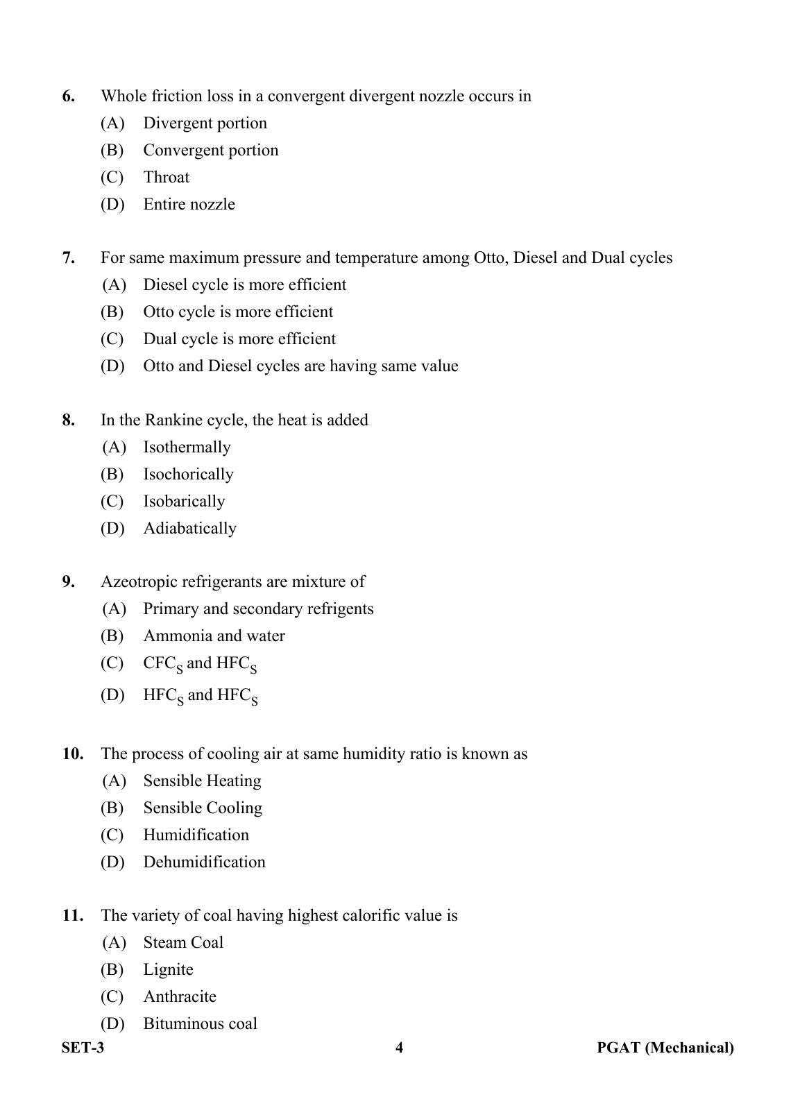 OJEE PGAT 2013 Mechanical Set 3 Question Paper - Page 3