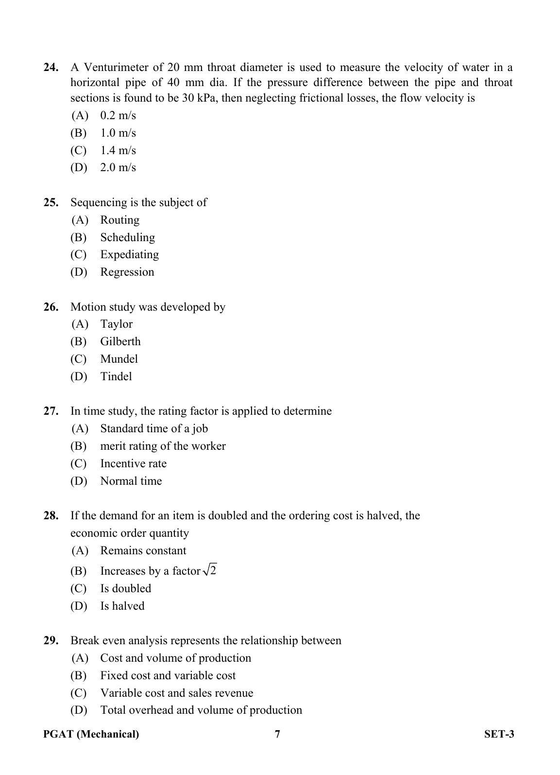 OJEE PGAT 2013 Mechanical Set 3 Question Paper - Page 6