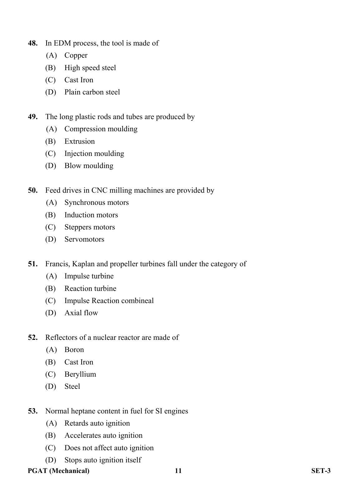 OJEE PGAT 2013 Mechanical Set 3 Question Paper - Page 10