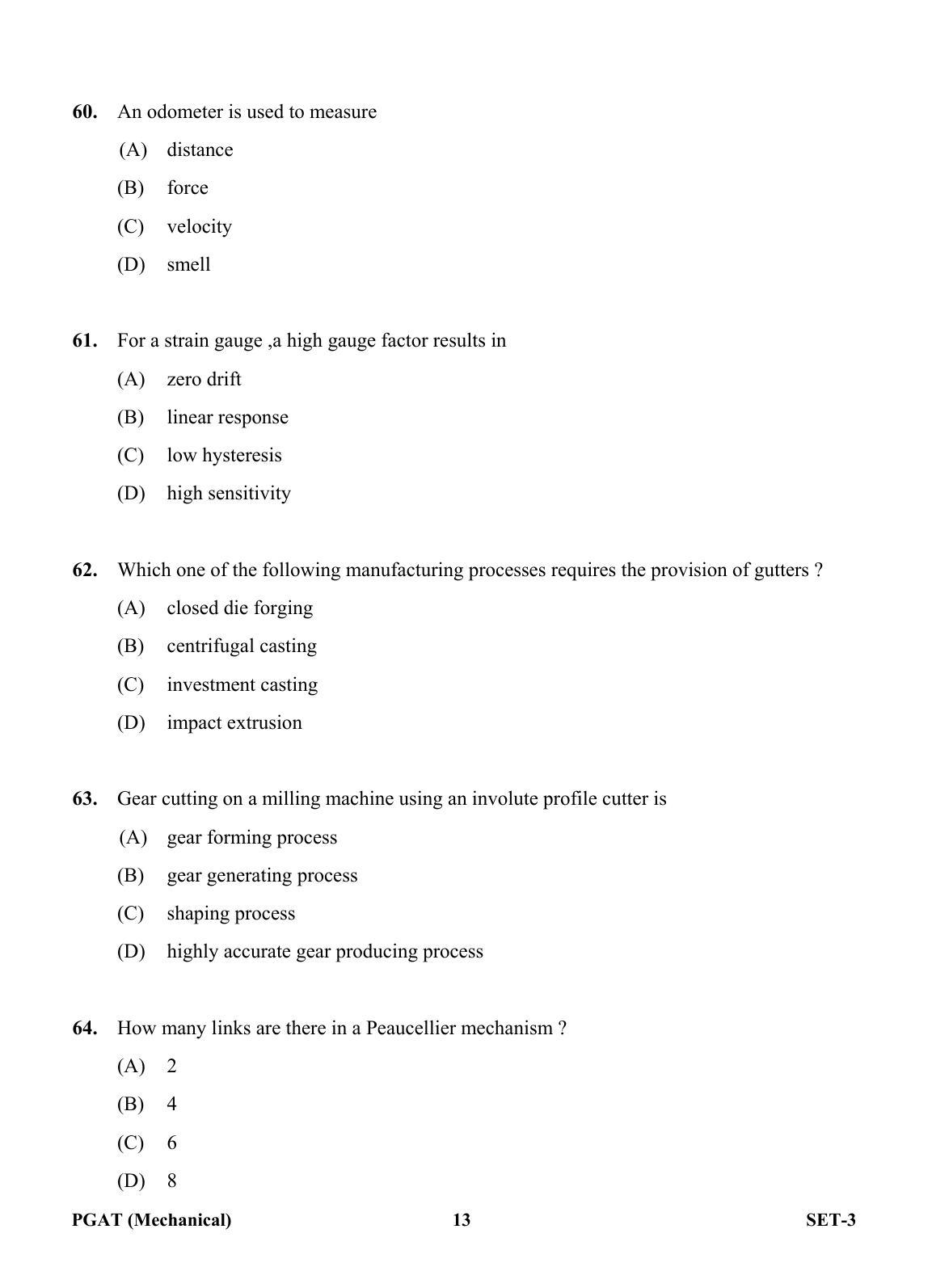 OJEE PGAT 2013 Mechanical Set 3 Question Paper - Page 12
