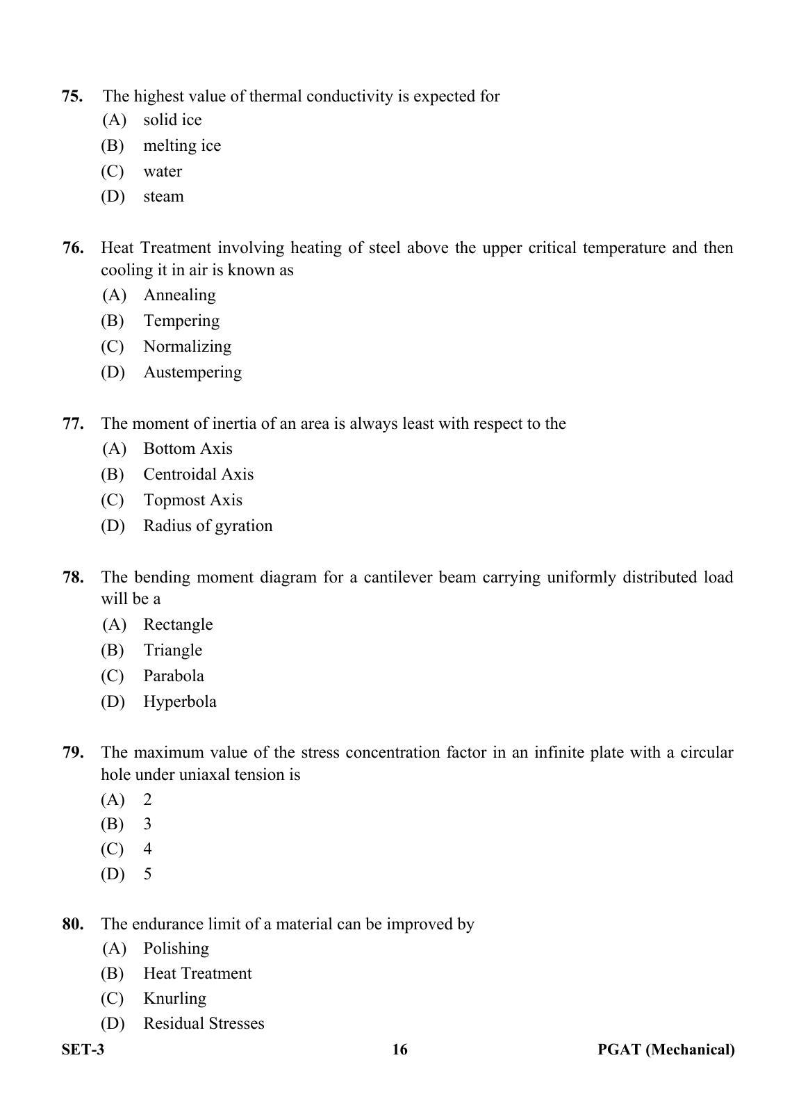 OJEE PGAT 2013 Mechanical Set 3 Question Paper - Page 15