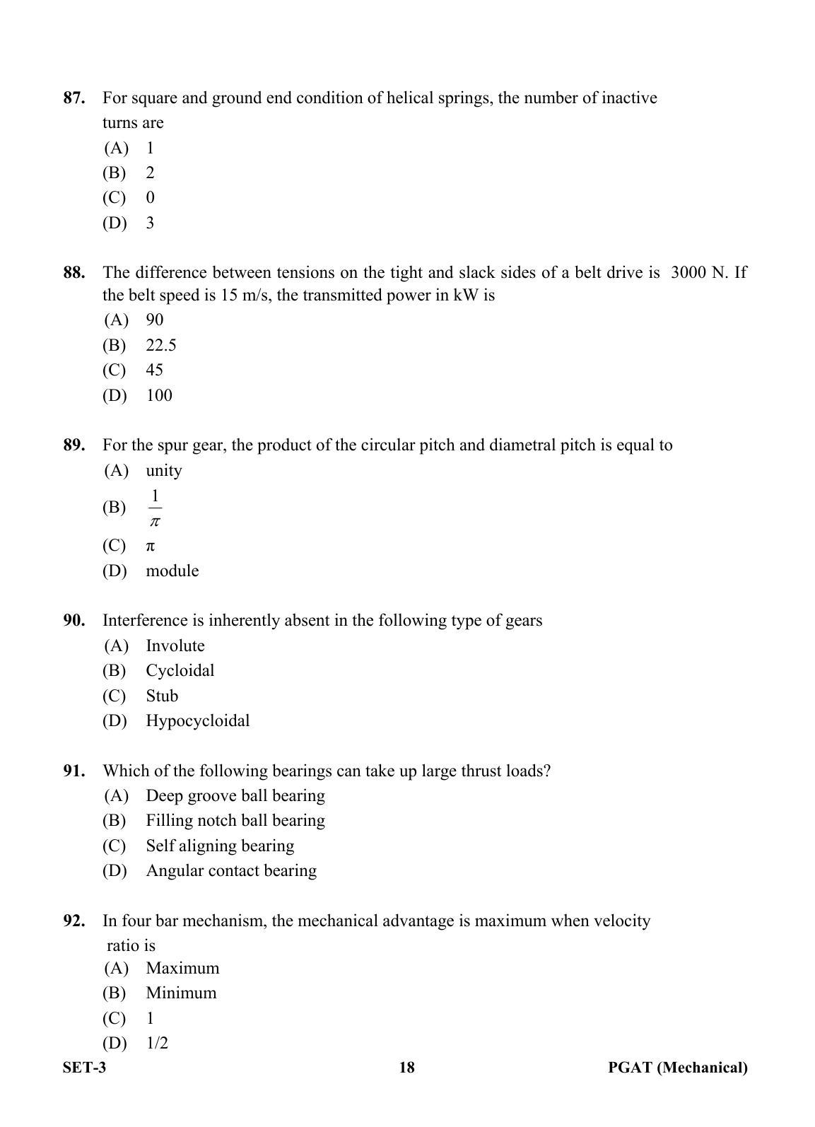 OJEE PGAT 2013 Mechanical Set 3 Question Paper - Page 17