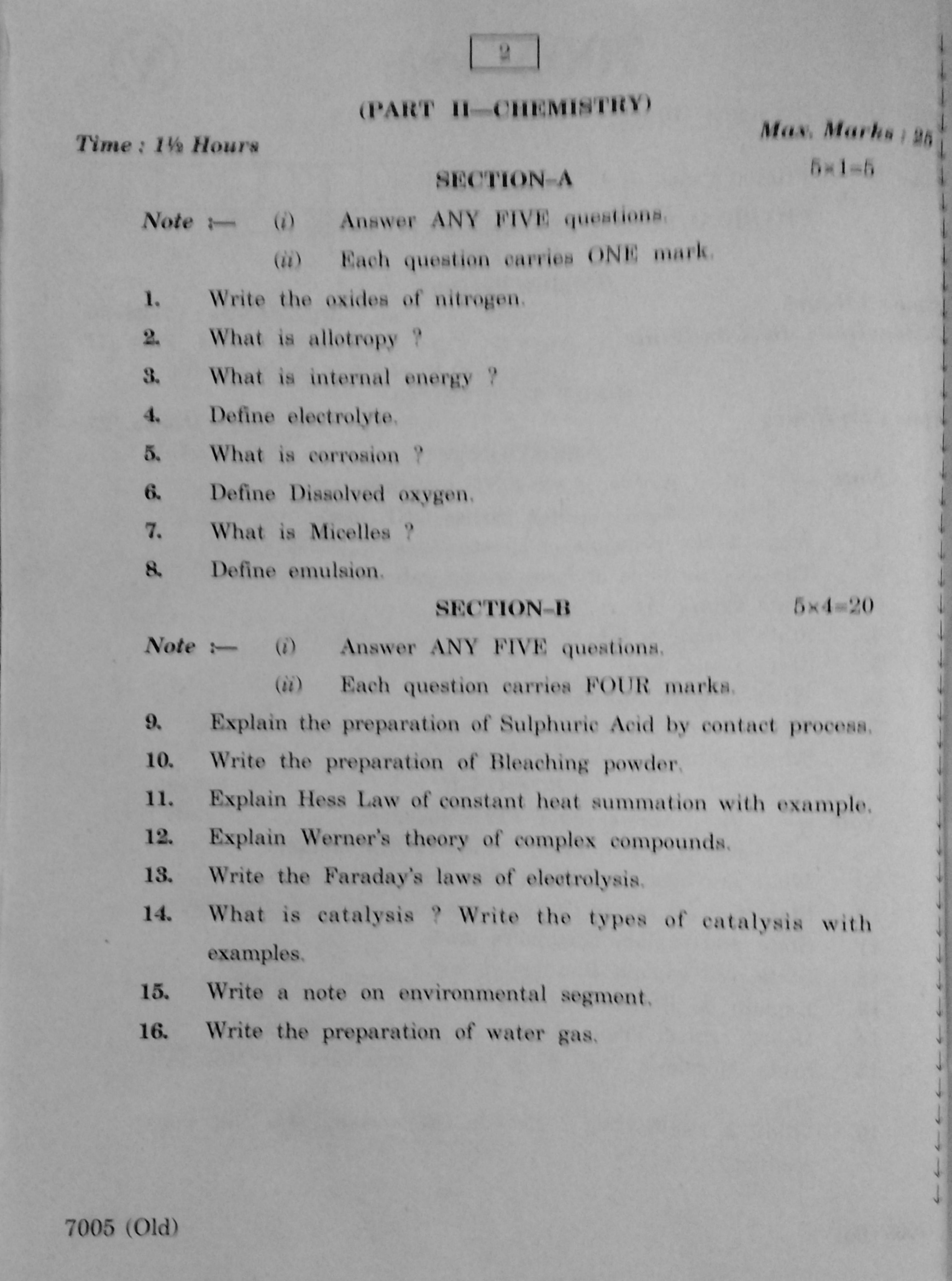AP Inter 2nd Year Physical Sciences Physics Chemistry-II (old Bridgecourse) March-2020-Vocational Question Paper - Page 2