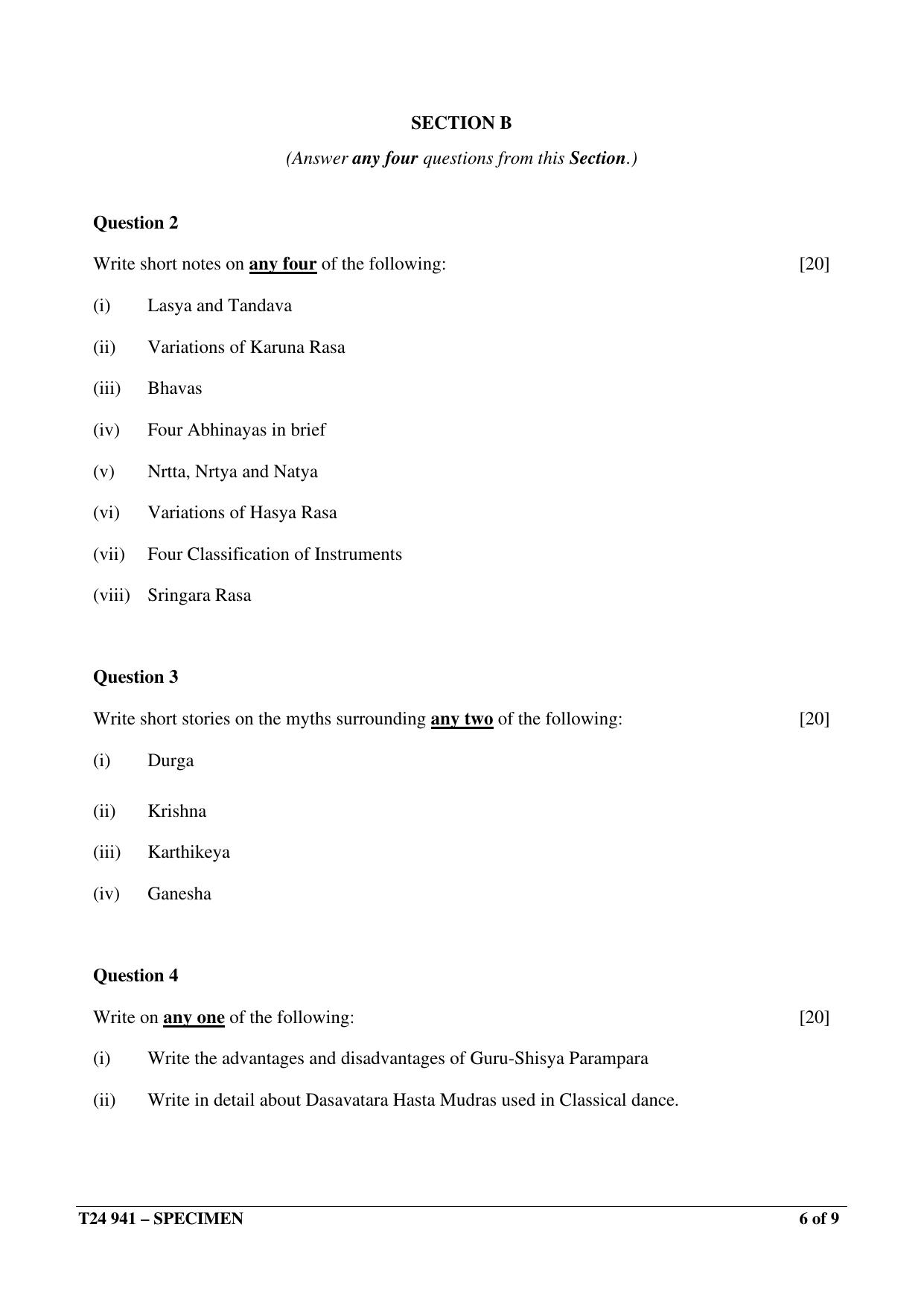 ICSE Class 10  2024 INDIAN DANCE Sample Paper - Page 6