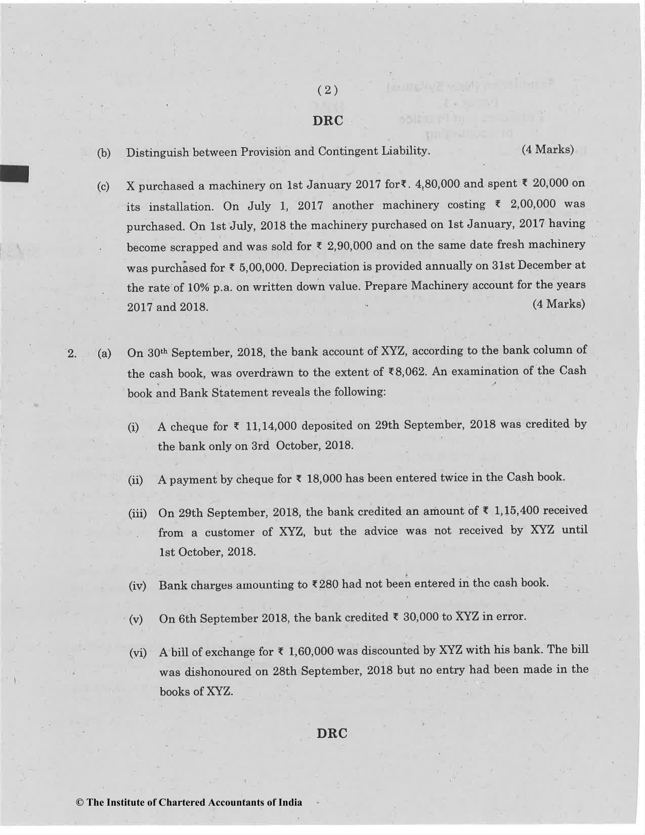 CA Foundation December 2019 Question Paper - Paper 1 (Principles and Practice of Accounting) - Page 2