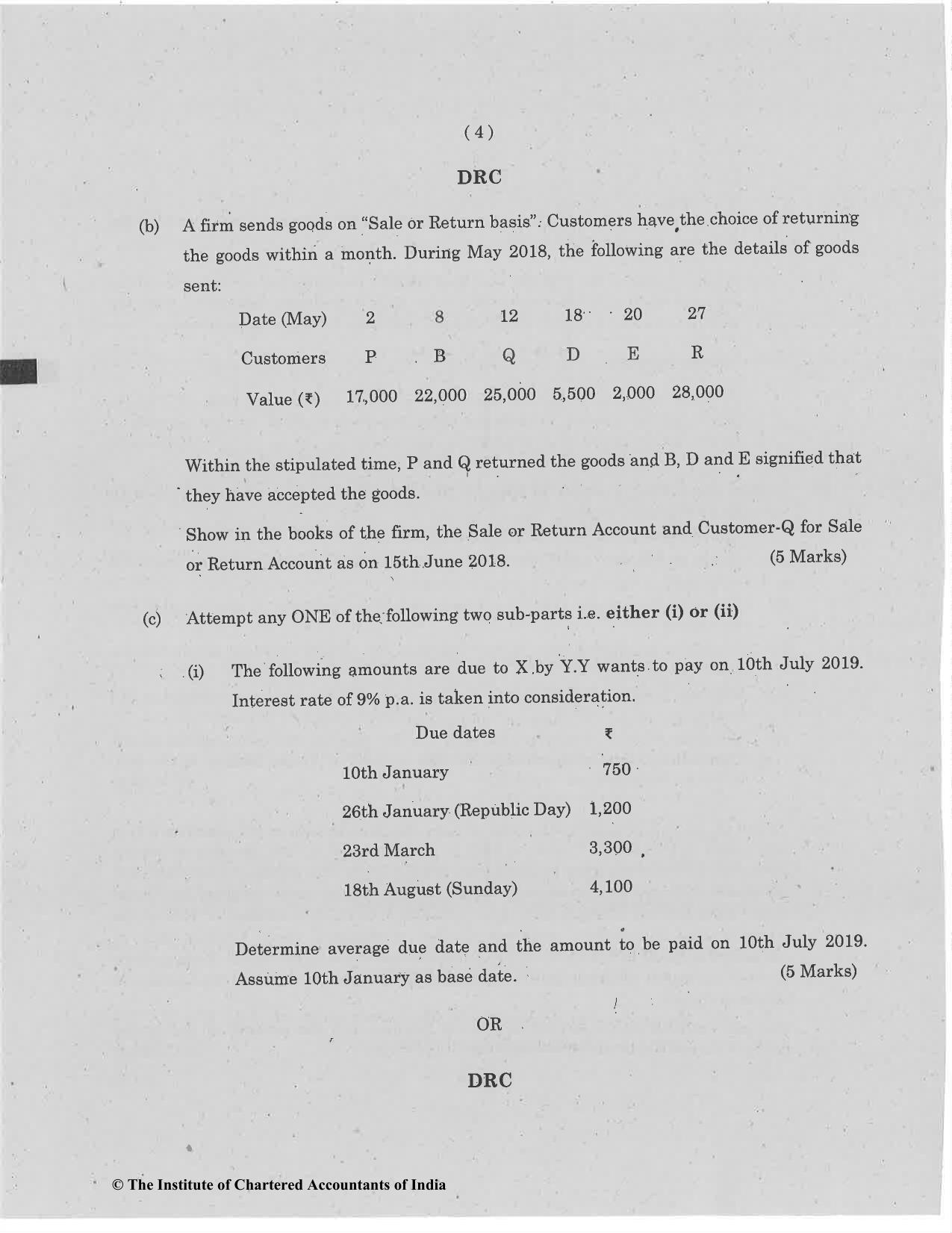 CA Foundation December 2019 Question Paper - Paper 1 (Principles and Practice of Accounting) - Page 4