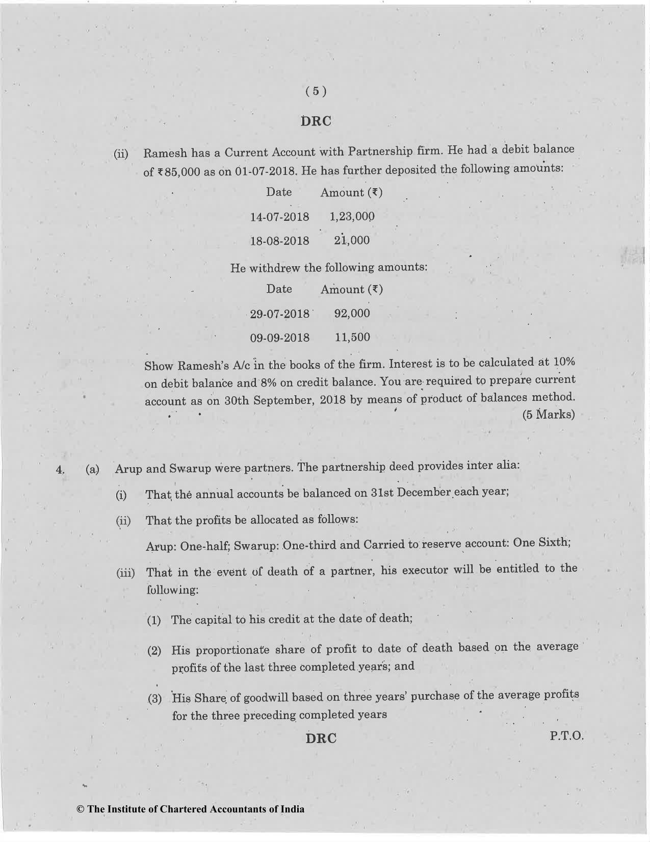 CA Foundation December 2019 Question Paper - Paper 1 (Principles and Practice of Accounting) - Page 5