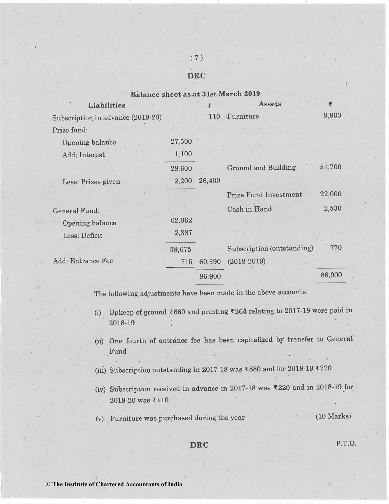 CA Foundation December 2019 Question Paper - Paper 1 (Principles and Practice of Accounting) - Page 7