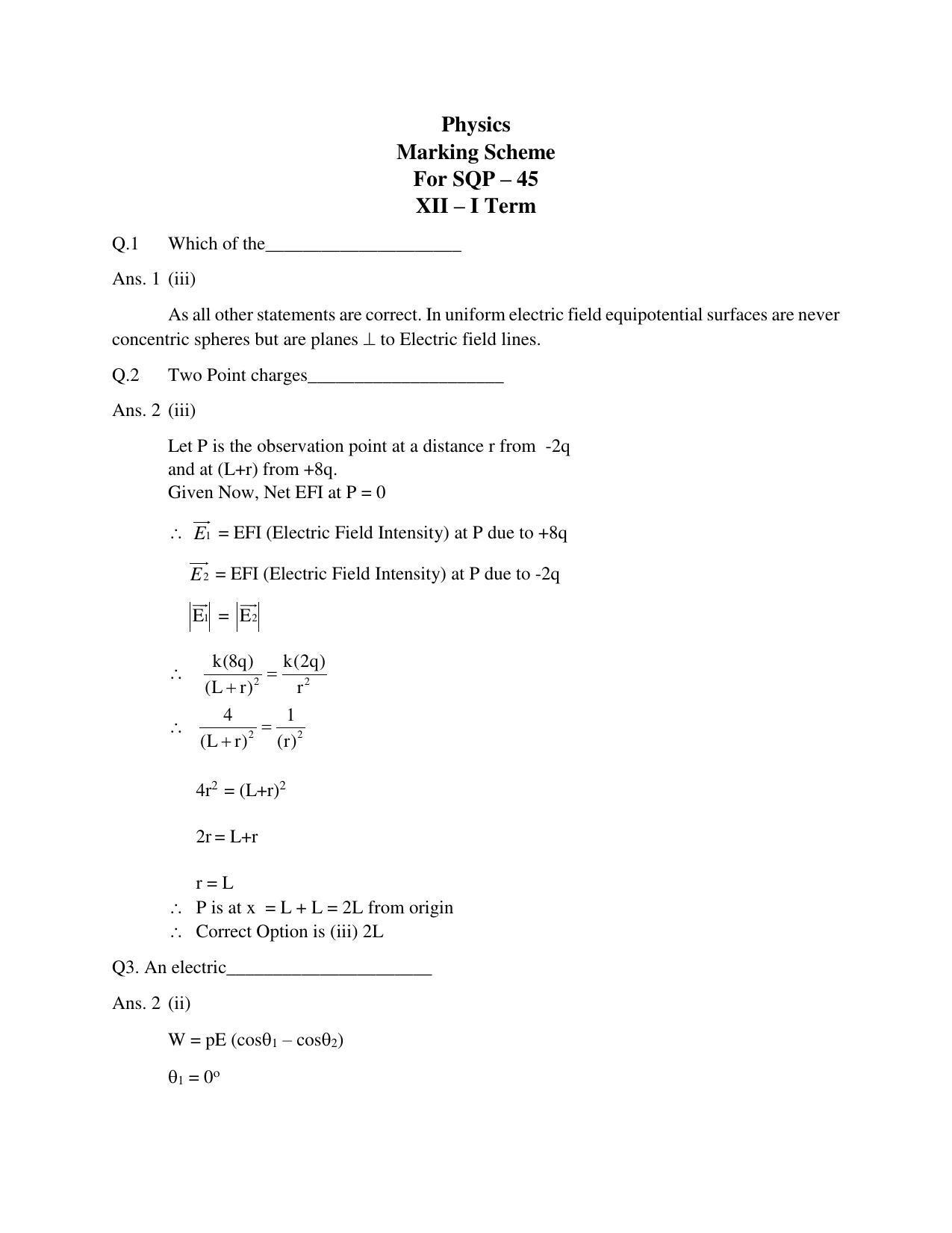 CBSE Class 12 Physics Marking Scheme and Solutions 2021-22 - Page 1