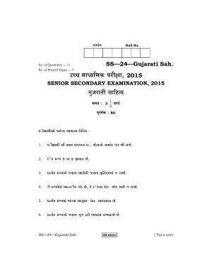 Class 12 2015 Gujarati Sahitya RBSE Question Paper