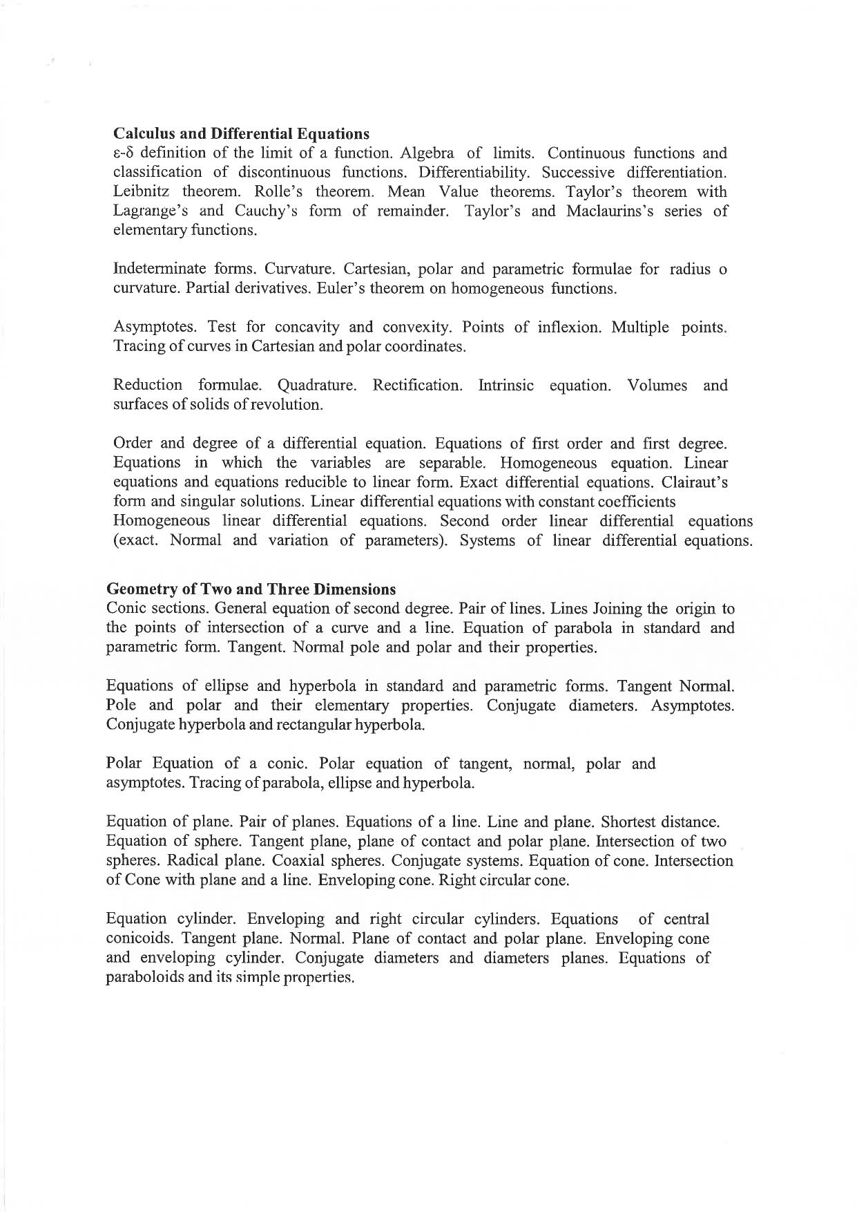 JMI Entrance Exam M27-M.Sc (Maths with Computer Science) Syllabus - Page 2