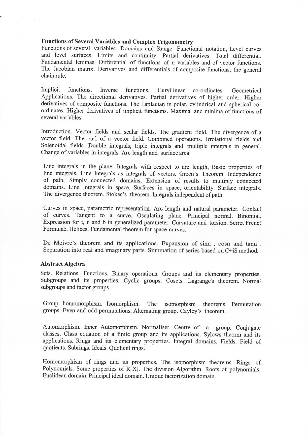 JMI Entrance Exam M27-M.Sc (Maths with Computer Science) Syllabus - Page 3