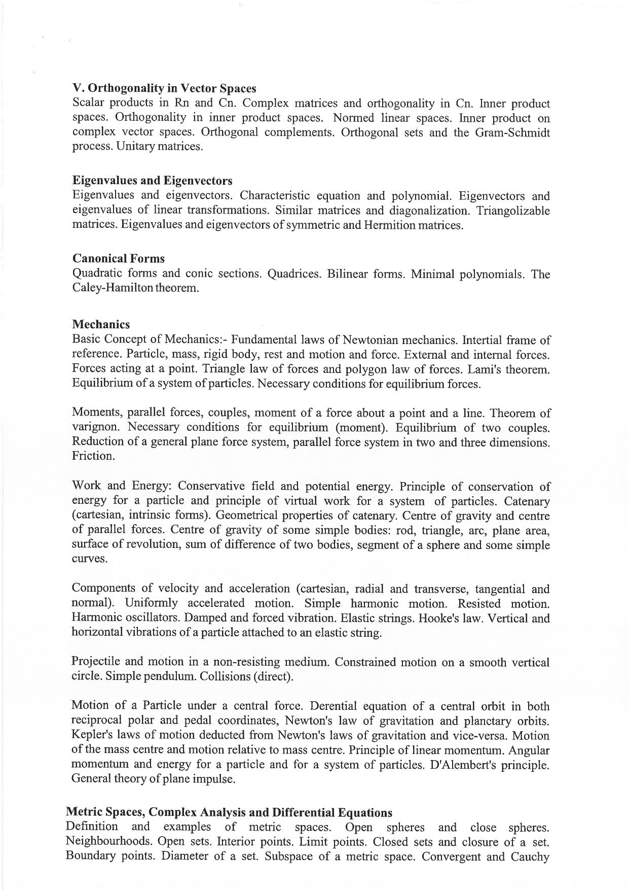 JMI Entrance Exam M27-M.Sc (Maths with Computer Science) Syllabus - Page 5