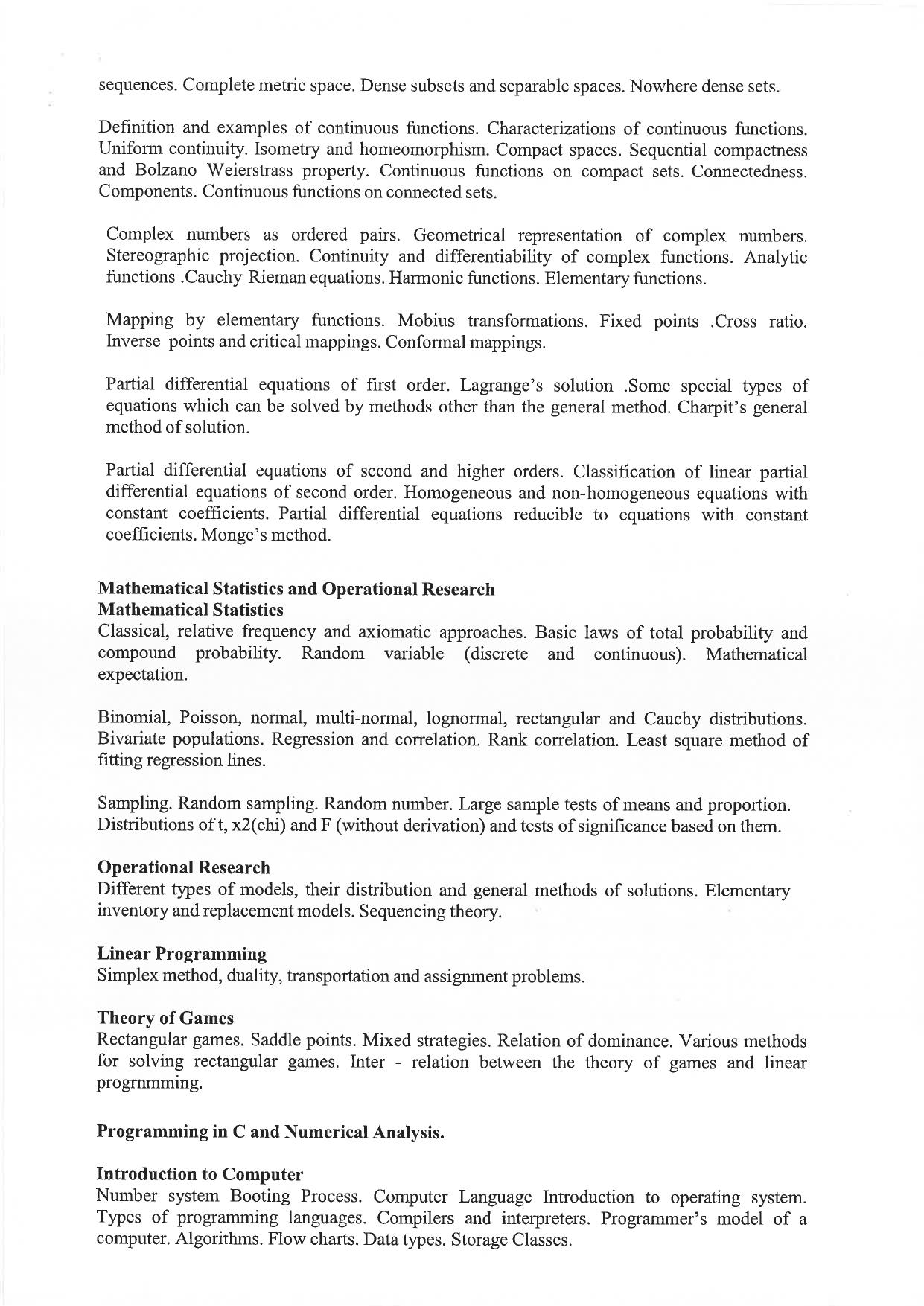JMI Entrance Exam M27-M.Sc (Maths with Computer Science) Syllabus - Page 6