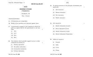 Meghalaya Board (MBOSE) Class 11 Business Studies 2020 Question Paper