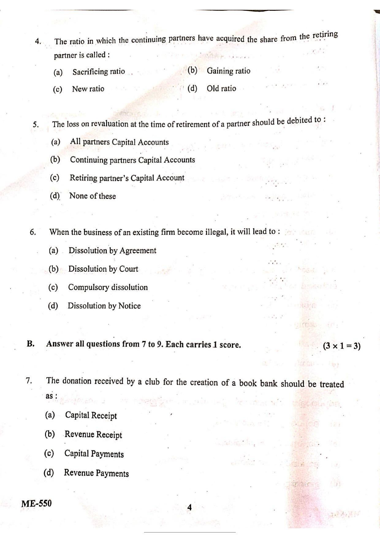 Kerala Plus Two 2022 Accountancy CA  Model Question Paper - Page 3