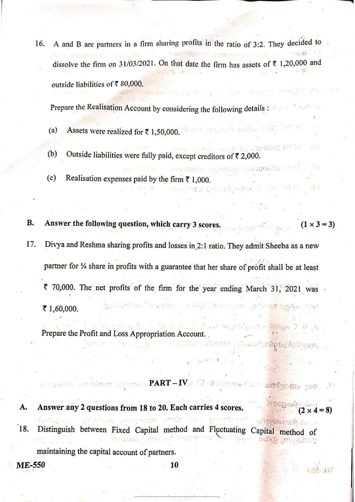 Kerala Plus Two 2022 Accountancy CA  Model Question Paper - Page 6