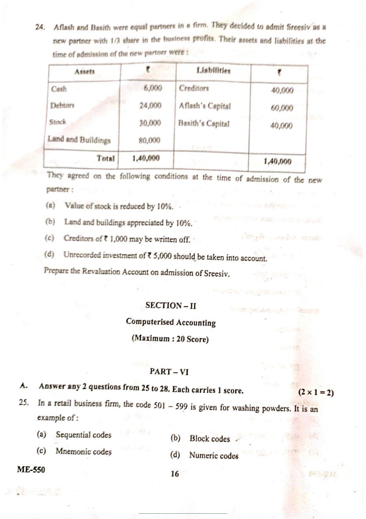 Kerala Plus Two 2022 Accountancy CA  Model Question Paper - Page 9