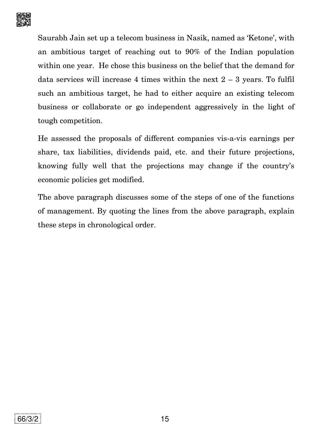 CBSE Class 12 66-3-2 Business Studies 2019 Question Paper - Page 15