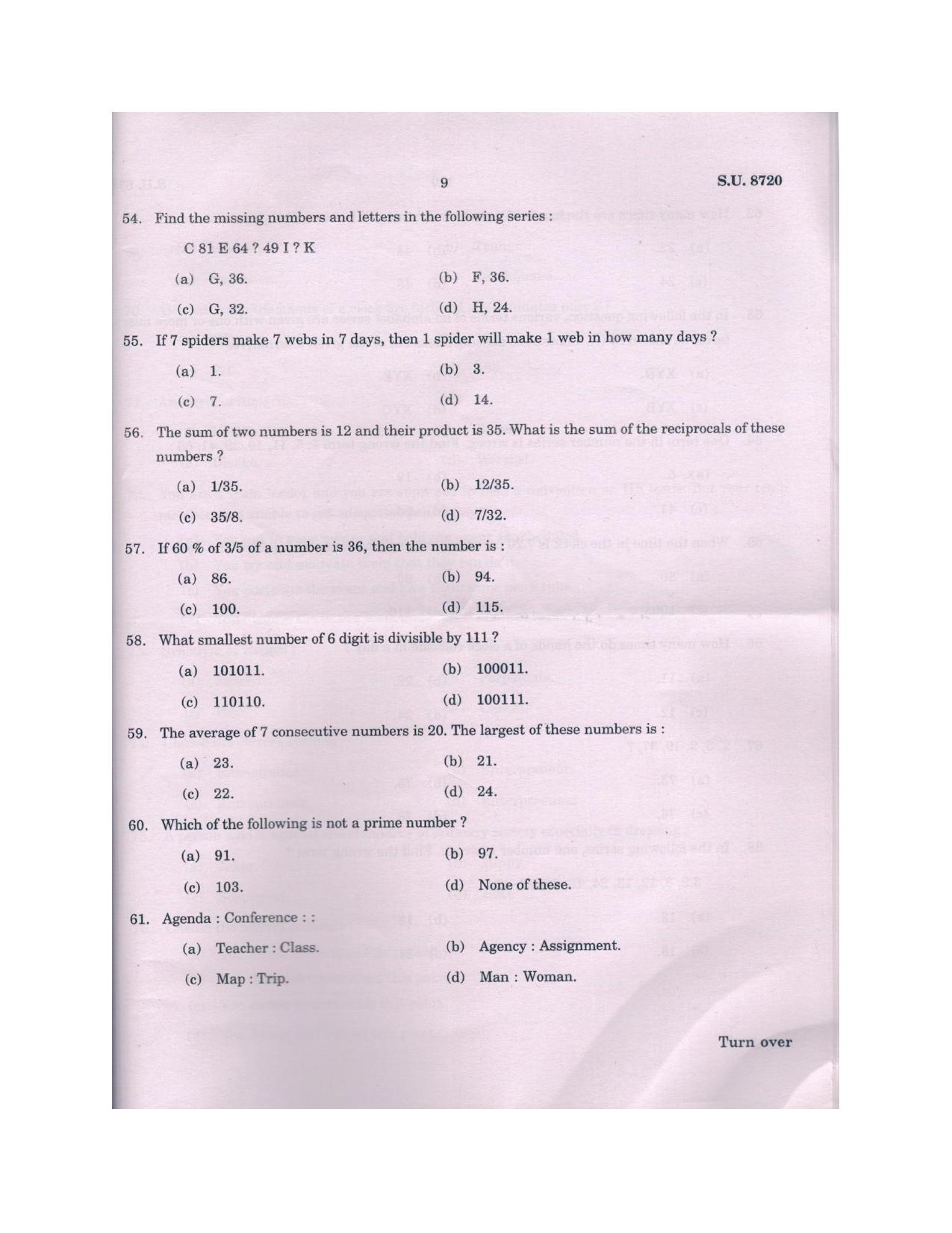 SSUS Entrance Exam MSW 2018 Question Paper - Page 9