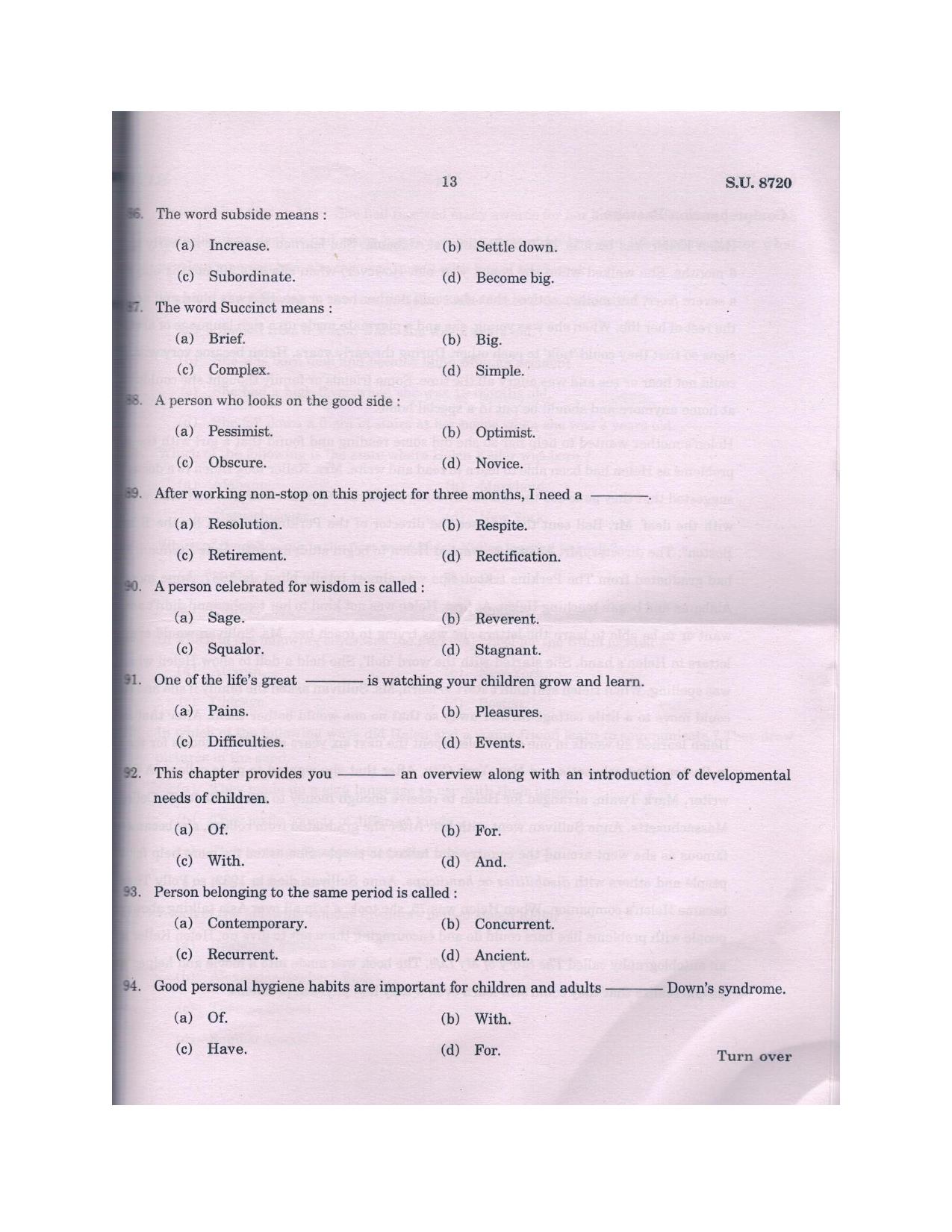 SSUS Entrance Exam MSW 2018 Question Paper - Page 13
