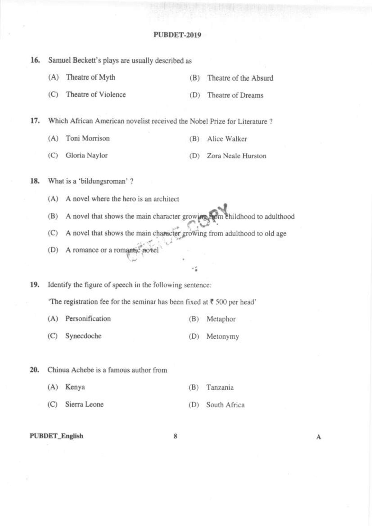 PUBDET 2019 English Question Paper - Page 7
