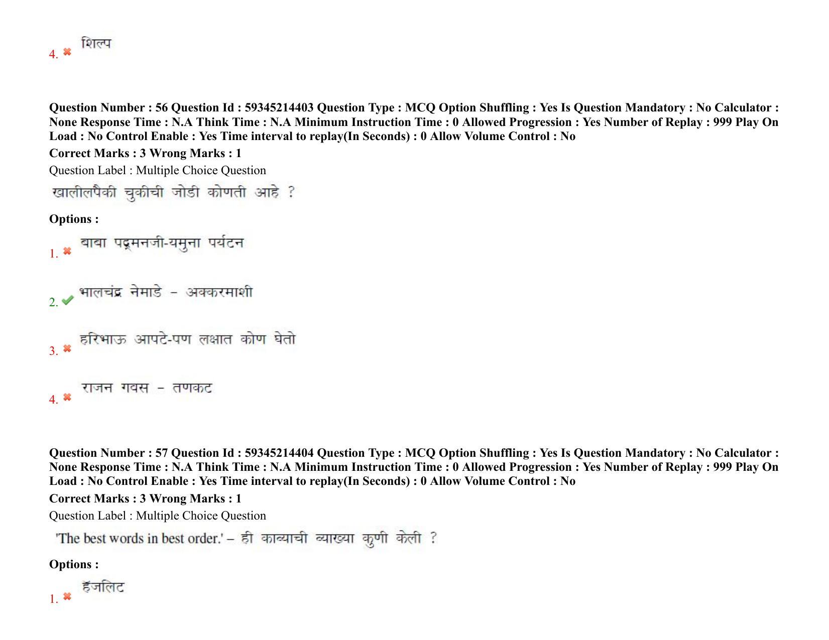 BHU RET Marathi 2021 Question Pape - Page 45