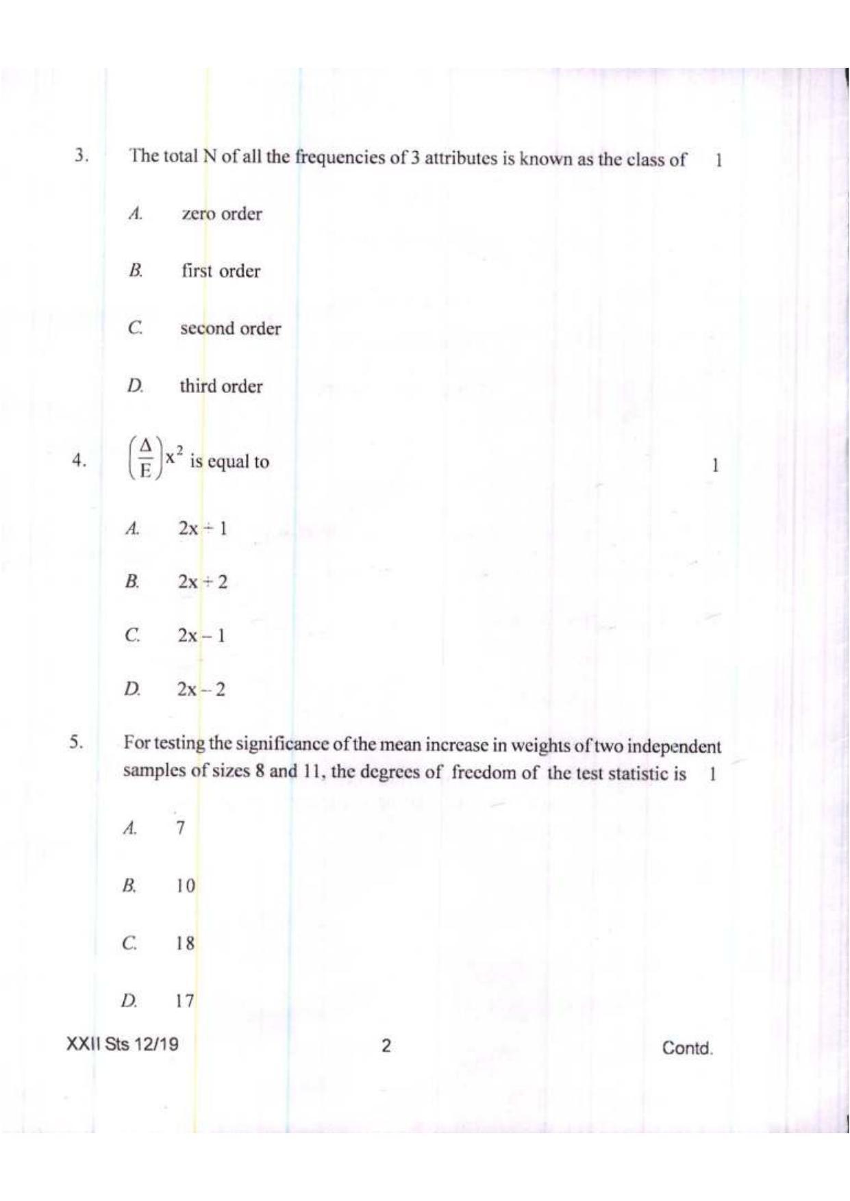 COHSEM Class 12 Statistics 2019 Question Papers - Page 2