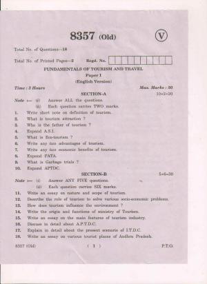 AP Inter 1st Year Fundamentals of Tourism and Travel-I (Old) March-2019-Vocational Question Paper