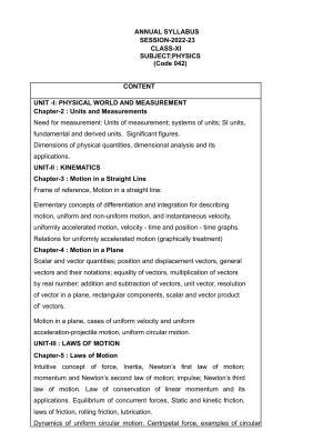Edudel Class 11 Physics Syllabus